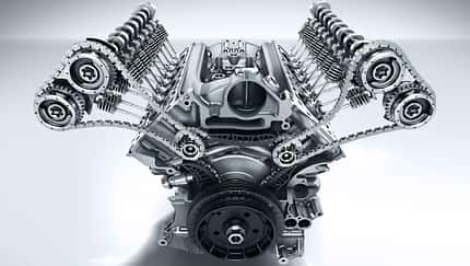 Mercedes-AMG C 63, Kurbelgehäuse, AMG 4,0-Liter V8-Biturbomotor, Motorbaureihe M177